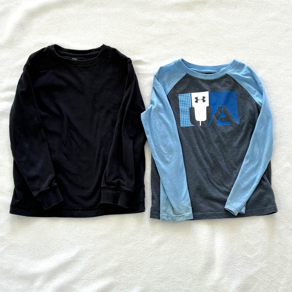 Small long sleeve boy tee shirts, Under Armour long sleeve shirt, black shirt